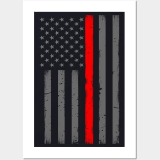 Thin Red Line American Flag Posters and Art